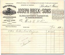billhead AGRICULTURAL SEEDS Boston Mass JOSEPH BRECK SONS 1893 picture