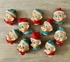 Vintage Christmas 10-Piece Elf Elves Pixie Head Bulb Light Covers picture