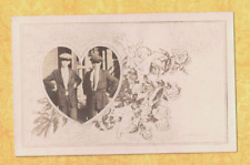 X RPPC real photo postcard 1908-29 TWO TEENAGE BOYS INSIDE A HEART SHAPE  picture