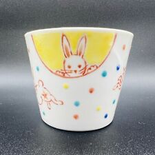 Kutani Yaki Ware Pottery Tea Cup Rabbits Moon Made in Japan Boxed picture