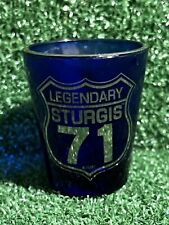 “Legendary STURGIS” SD 71 Years Shot Glass Cobalt Blue RARE HTF Souvenir picture