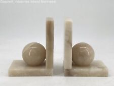Pair of Beige Onyx Orb Sphere Bookends Mid Century Modern Art Deco Inspired picture