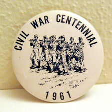 Vintage Civil War Centennial 1861-1961 Pin Back Button Unused Old Store Stock picture