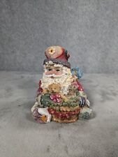 VTG Silvestri Sitting Santa Clause Resin Figurine Christmas Teddy Bear 5.75