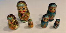 2 sets of 3 Russian Matryoshka Nesting Dolls Hand Painted Signed  3.5