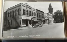 HILLSDALE DOWNTOWN STREET SIGNS MICHIGAN MI REAL PHOTO POSTCARD RPPC PHOTOGRAPH picture