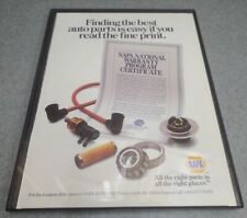 1987 print ad NAPA Auto Parts Warranty Program Certificate  Framed 8.5x11   picture
