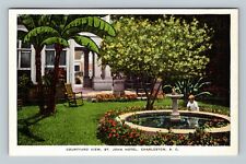 Charleston SC, St John Hotel, Courtyard View, South Carolina Vintage Postcard picture