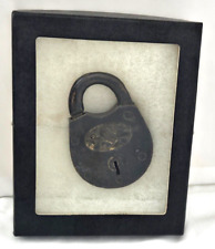 Antique Brass Safe Padlock~S Lock & Display~Metal Artifact Collage~Found Object picture