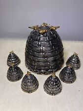 Vintage Godingers Bee hive Candle Holder & 6 Place Card Holders picture