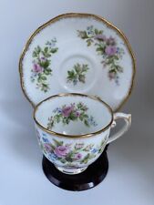 Roslyn Fine Bone China Footed Tea Cup And Saucer, Floral With Gold Trim, Rare picture