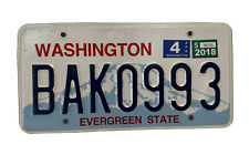 United States Washington Evergreen State License Plate BAK 0993 w/Stickers picture