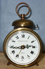 PHINNEY-WALKER SINGLE BELL, GOLD TONE, MANUAL WIND ALARM CLOCK, RUNNING WELL picture