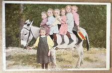 Children Riding Donkey Prop Denver Colorado Vintage Color Postcard c1920 picture