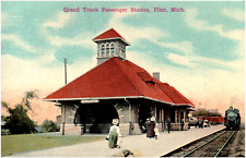 Postcard Grand Trunk Railroad Train Station in Flint, MI picture