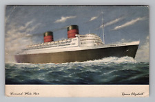 Postcard 1951 Ship Queen Elizabeth Cunard White Star Line Scenic Water View picture