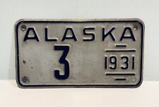1931 Alaska License Plate Low Number 3 Not Porcelain ALPCA Garage Decor KV picture