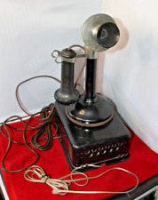 ANTIQUE STROMBERG-CARLSON CANDLESTICK TELEPHONE W/Ringer Box & Line Connector picture