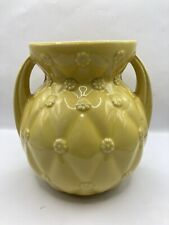 Vtg Shawnee Yellow Quilted Daisy Pottery Vase 827 USA Cottage Core Farmhouse picture