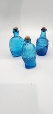 3 Vintage Mini Blue Bottles ROOT BITTERS, Wheaton, BITTERS Fish Blue Bottles picture
