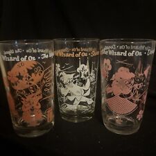 Set of (3) 1950s Wizard of Oz Glasses Dorothy, Scarecrow & The Wizard picture