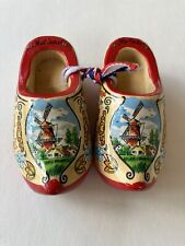 Vintage Miniature Dutch Holland Hand Painted Wooden Shoes Souvenir picture