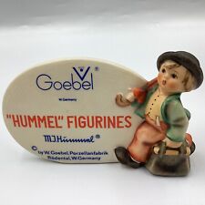 Goebel Hummel Merry Wanderer Figurine Store Sign Pottery  W. Germany 5”1/2 Long picture