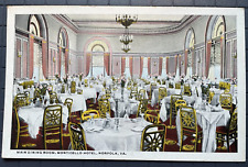 Vintage Postcard 1919 The Monticello Hotel Main Dining Room Norfolk VA picture
