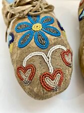 Antique Late 1800's Nez Perce? Indian Floral Beaded Moccasins picture