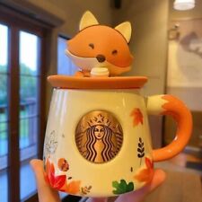 2024 Starbucks Cute Sly Fox Autumn Forest Maple Leaf Ceramic Mug with Lid picture