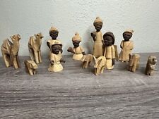 13 pc Ethnic Ghana Carved Wooden Nativity Figures Measure 1.25