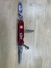 Vintage WENGER DELEMONT. 9 Tool Swiss Army Pocket Knife Etched Hiker picture