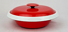Vintage Housemates Red and White Enamelware Large Casserole Dish 1970's Japan picture