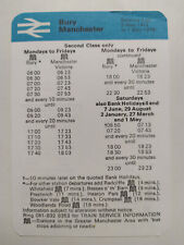 British Rail Pocket Timetable CARD Bury - Manchester May 1977 picture