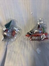 2001 KURT ADLER  HERSHEY'S KISSES on SLED/ With Tree Christmas ORNAMENT Set picture