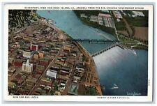 c1920's Davenport & Rock Island Illinois Arsenal Government Bridge Dam Postcard picture