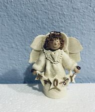 Gail West JOY Smiling Angel Figurine Holding Stars Copper Halo Sparkle 3.5