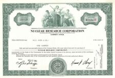 Nuclear Research Corp. - 1962 dated Stock Certificate - Very Rare Topic - Genera picture