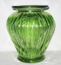 Vintage Art Glass Vase ART DECO Ribbed Textured Green Glass Vase picture