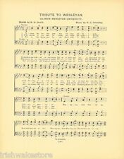 ILLINOIS WESLEYAN UNIVERSITY Original Antique Song Sheet c 1903 