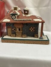 Mervyns Lighted Oak Ridge Train Station - Village Square? RARE Holiday Christmas picture