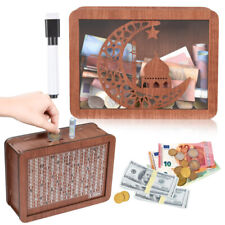 10000$ Wooden Piggy Bank Cash Box Money Bank With Counter Money Saving Challenge picture