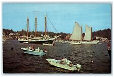 1968 Harbor Windjammer Boats Boothbay Harbor Maine ME Vintage Antique Postcard picture
