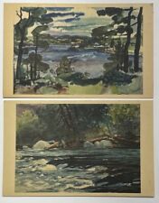 The Art Institute of Chicago Illinois IL Water Color Print x2 Postcards picture