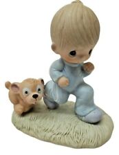  1979 Precious Moments ONE OF A KIND, Miss-Printed Boy Running with Puppy only 1 picture