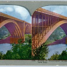 c1900s New York Washington Bridge Arches Architecture Litho Photo 3D Stereo V6 picture