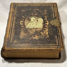 Antique 1816 Holy Bible Old New Testament Leather Bound Brass Clasp Gilded Edges picture