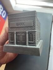 Banthrico Piggy Bank Vintage Building Paperweight Patina Gift Collector NO KEY picture