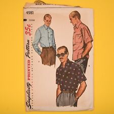 Vintage 1950s Simplicity Casual Sport Shirt Pattern - 4981 - Medium - Complete picture