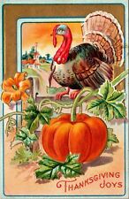 Antique Thanksgiving Day Embossed Postcard c1913 